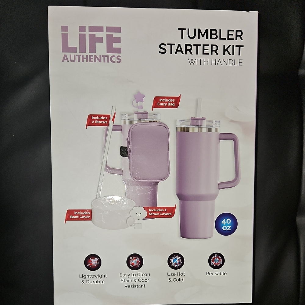 Life Authentics Purple Tumbler Starter Kit with Handle